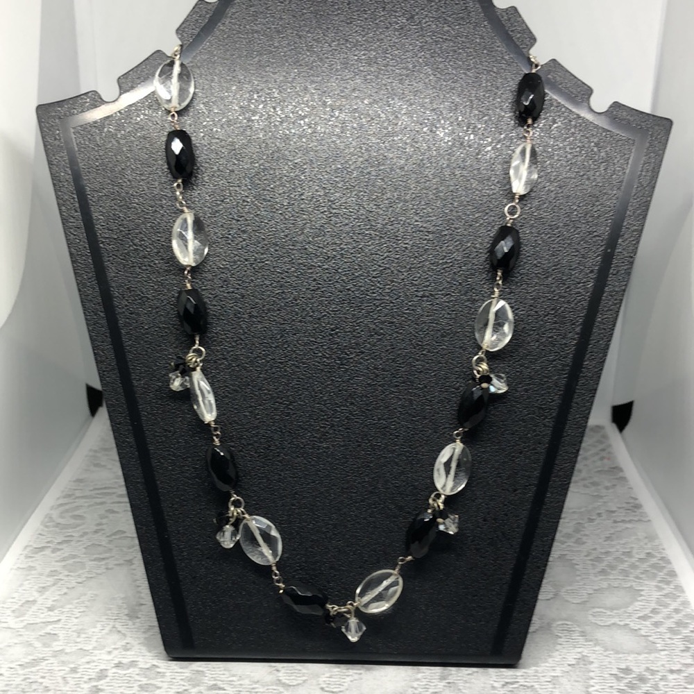 VINTAGE crystal beads sterling silver 925 clasp necklace classy timeless glam.